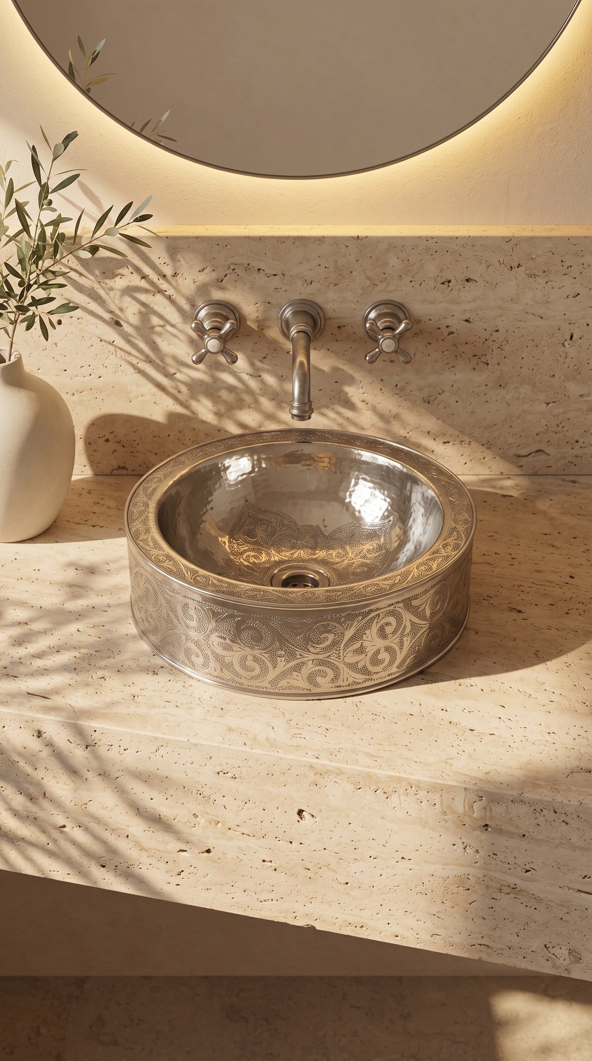 Silver Brass Bathroom Sink