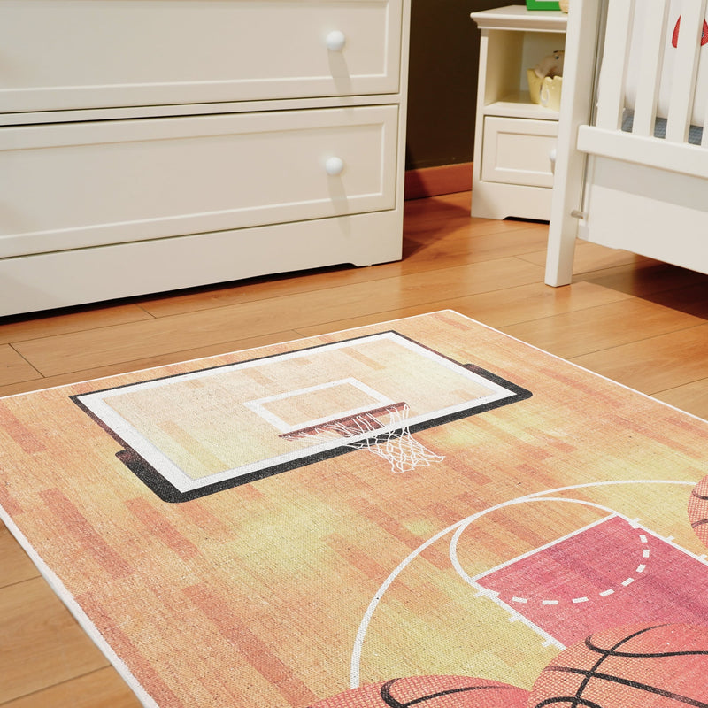 Low Pile- Non-Slip- Educational Kids Rug for Playroom |Basket Features|39.5 x 59 Inches