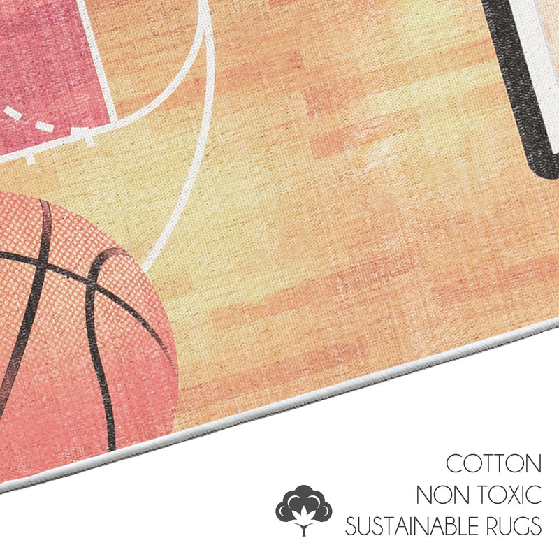 Low Pile- Non-Slip- Educational Kids Rug for Playroom |Basket Features|39.5 x 59 Inches