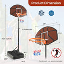 Basketball Hoop 5.6-6.5 FT Height Adjustable for Kids with Shatterproof Backboard by LJGDeals