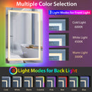 32 Inch x 24 Inch Bathroom Anti-Fog Wall Mirror with Colorful Light