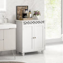 Freestanding Bathroom Cabinet Floor Storage Organizer with Adjustable Shelf and Solid Wood Legs-White by LJGDeals