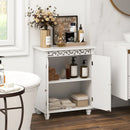 Freestanding Bathroom Cabinet Floor Storage Organizer with Adjustable Shelf and Solid Wood Legs-White by LJGDeals