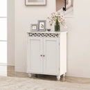 Freestanding Bathroom Cabinet Floor Storage Organizer with Adjustable Shelf and Solid Wood Legs-White by LJGDeals