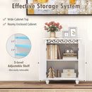 Freestanding Bathroom Cabinet Floor Storage Organizer with Adjustable Shelf and Solid Wood Legs-White by LJGDeals