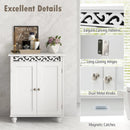 Freestanding Bathroom Cabinet Floor Storage Organizer with Adjustable Shelf and Solid Wood Legs-White by LJGDeals