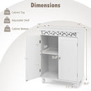 Freestanding Bathroom Cabinet Floor Storage Organizer with Adjustable Shelf and Solid Wood Legs-White