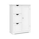 Bathroom Floor Cabinet Side Storage Cabinet with 3 Drawers and 1 Cupboard by LJGDeals