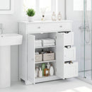 Bathroom Floor Cabinet with 4 Drawers and 2 Doors - White by DirectDeals