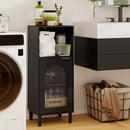 Bathroom Floor Cabinet with Adjustable Shelf and Glass Door by DirectDeals