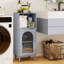 Bathroom Floor Cabinet with Adjustable Shelf and Glass Door by LJGDeals