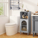 Bathroom Floor Cabinet with Adjustable Shelf and Glass Door by LJGDeals