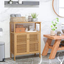 Bamboo Bathroom Floor Storage Cabinet with Shutter Doors-Natural by LJGDeals