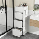 Bathroom Floor Cabinet with 3 Drawers 4 Top Dividers and 1 Towel Rack-White by LJGDeals
