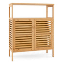 Bamboo Bathroom Floor Storage Cabinet with Shutter Doors-Natural by LJGDeals