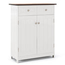 Freestanding Bathroom Floor Cabinet Storage Organizer with 2 Drawers-White by LJGDeals