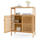 Bamboo Bathroom Floor Storage Cabinet with Shutter Doors-Natural by LJGDeals