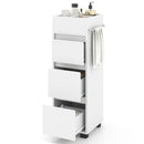 Bathroom Floor Cabinet with 3 Drawers 4 Top Dividers and 1 Towel Rack-White by LJGDeals