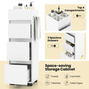 Bathroom Floor Cabinet with 3 Drawers 4 Top Dividers and 1 Towel Rack-White by DirectDeals