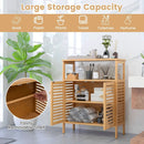 Bamboo Bathroom Floor Storage Cabinet with Shutter Doors-Natural by LJGDeals