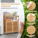 Bamboo Bathroom Floor Storage Cabinet with Shutter Doors-Natural by LJGDeals