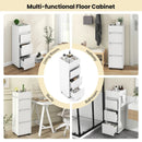Bathroom Floor Cabinet with 3 Drawers 4 Top Dividers and 1 Towel Rack-White by LJGDeals