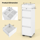 Bathroom Floor Cabinet with 3 Drawers 4 Top Dividers and 1 Towel Rack-White by DirectDeals
