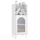 Bathroom Floor Cabinet Wood Side Storage Organizer with Adjustable Shelf-White by DirectDeals