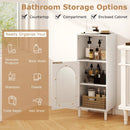 Bathroom Floor Cabinet Wood Side Storage Organizer with Adjustable Shelf-White by DirectDeals