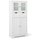 3 Tier Freee-Standing Bathroom Cabinet with 2 Drawers and Glass Doors by LJGDeals