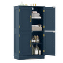 Bathroom Floor Storage Cabinet with 4 Doors and 2 Adjustable Shelves-Blue