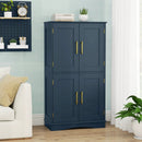 Bathroom Floor Storage Cabinet with 4 Doors and 2 Adjustable Shelves-Blue by LJGDeals