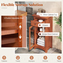 Bathroom Freestanding Storage Cabinet with Single Glass Door-Brown