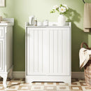 Bathroom Storage Cabinet Slim Floor Cabinet with Toilet Paper Holders-White by DirectDeals