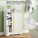 Bathroom Storage Cabinet Slim Floor Cabinet with Toilet Paper Holders-White by DirectDeals
