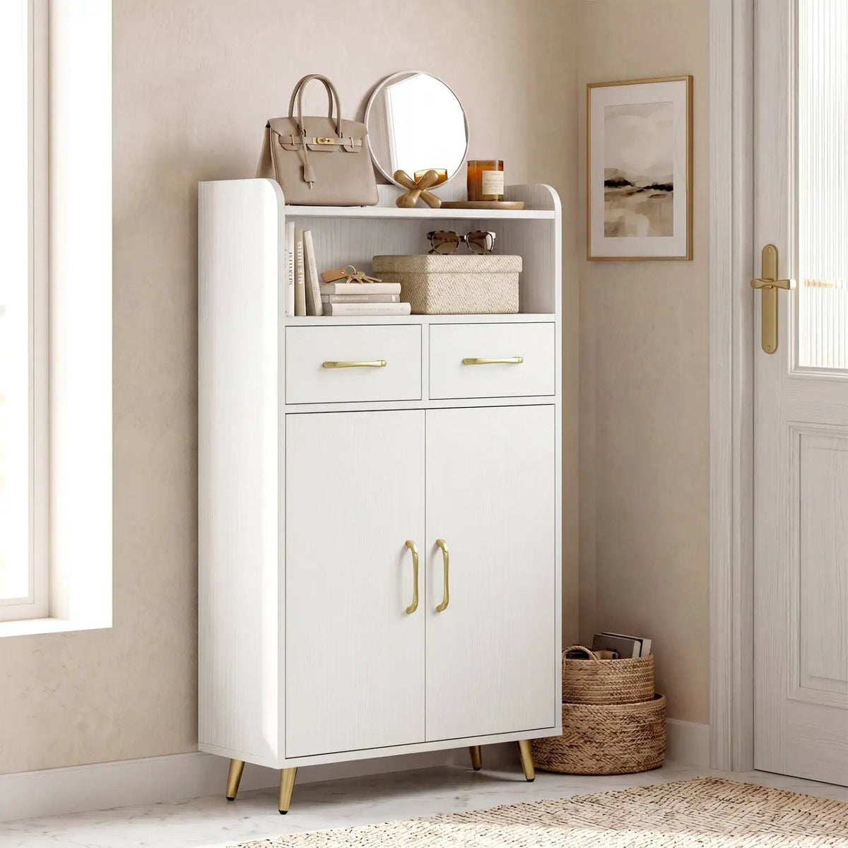 Freestanding Bathroom Storage Cabinet with 2 Drawers & Doors, photo 6 of 32