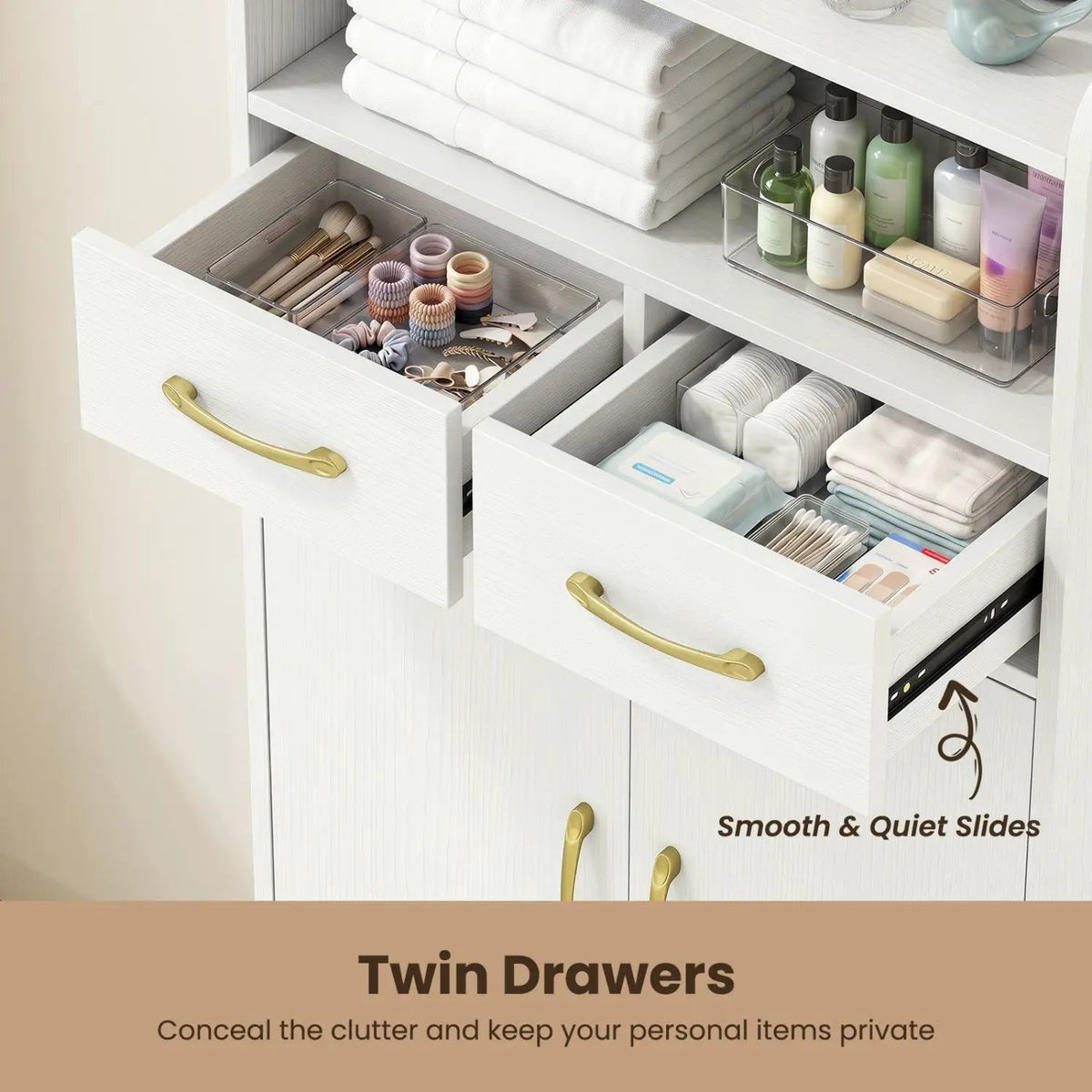Freestanding Bathroom Storage Cabinet with 2 Drawers & Doors, photo 8 of 32
