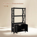 Bathroom Storage Cabinet with Open Shelves and Double Doors-Black