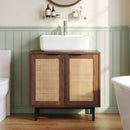 Bathroom Vanity Cabinet with Rattan Doors and U-Shaped Cut-Out by DirectDeals