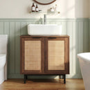 Bathroom Vanity Cabinet with Rattan Doors and U-Shaped Cut-Out by LJGDeals
