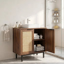 Bathroom Vanity Cabinet with Rattan Doors and U-Shaped Cut-Out by LJGDeals
