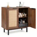 Bathroom Vanity Cabinet with Rattan Doors and U-Shaped Cut-Out by LJGDeals