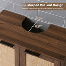 Bathroom Vanity Cabinet with Rattan Doors and U-Shaped Cut-Out by DirectDeals