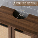 Bathroom Vanity Cabinet with Rattan Doors and U-Shaped Cut-Out by LJGDeals