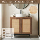 Bathroom Vanity Cabinet with Rattan Doors and U-Shaped Cut-Out by LJGDeals