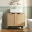 Bathroom Vanity Cabinet with Rattan Doors and U-Shaped Cut-Out by DirectDeals