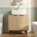 Bathroom Vanity Cabinet with Rattan Doors and U-Shaped Cut-Out by LJGDeals