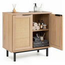 Bathroom Vanity Cabinet with Rattan Doors and U-Shaped Cut-Out by LJGDeals