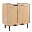 Bathroom Vanity Cabinet with Rattan Doors and U-Shaped Cut-Out by DirectDeals