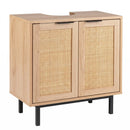 Bathroom Vanity Cabinet with Rattan Doors and U-Shaped Cut-Out by LJGDeals